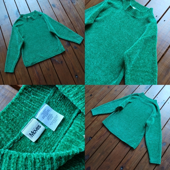 Vintage 90's L green fuzzy soft long sleeve mock neck sweater - Picture 7 of 8